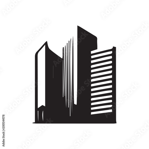 black and white buildings silhouette