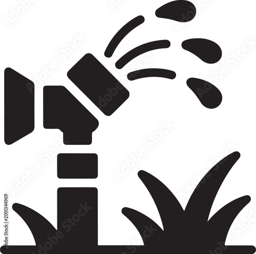 Sprinkler irrigation icon. Garden elements. Premium quality graphic design icon. Simple love icon for websites. logo Vector Black silhouettes