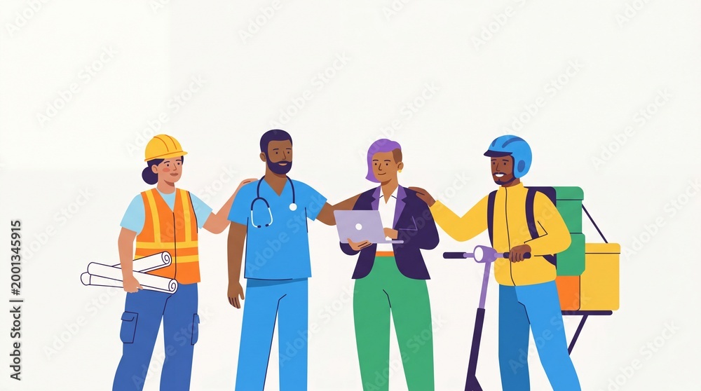 Obraz premium International Workers' Day Diverse Female Workers Empowerment Flat Illustration