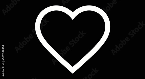 A white heart on a black background