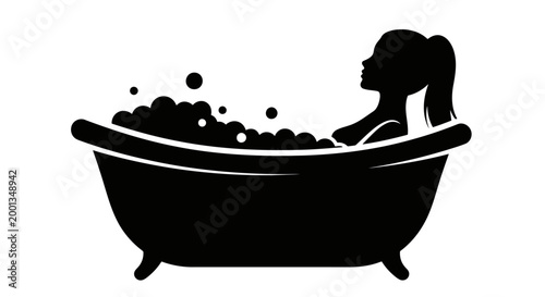 A woman relaxing in a bubble bath