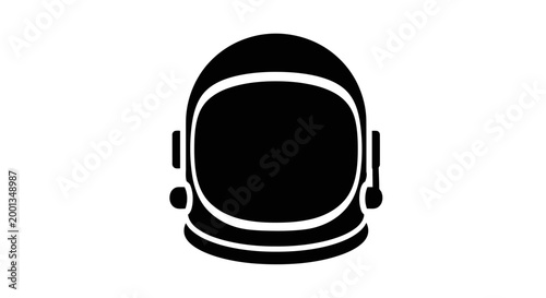 A black and white drawing of an astronaut helmet