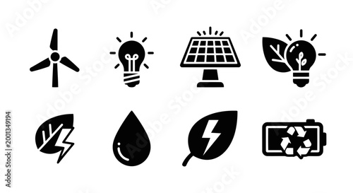 Eco friendly icons for energy and environment concepts