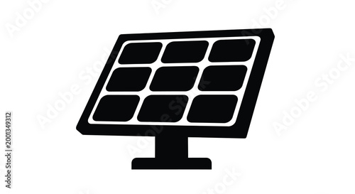 Tableau sur toile solar panel icon in black silhouette on white background high quality profession