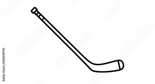 A black line drawing of a hockey stick