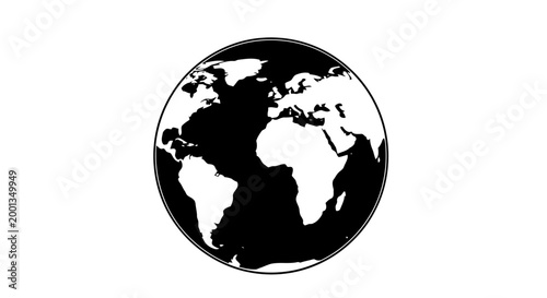 A black and white image of the earth