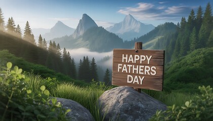Serene mountain fathers day nature landscape with sunlight