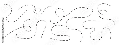 Curved dotted arrow. Zigzag arrow stripes.