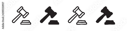 Justice Gavel and Sound Block Icons for Law Legal Courtroom and Auction House Themes