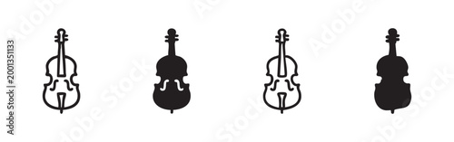 Classical String Instrument Icons like Cello or Double Bass for Music and Orchestra Concepts