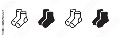 Pair of Socks Icons in Various Styles for Clothing Apparel and Laundry Service Illustrations