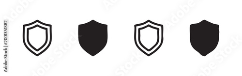 Shield, icons in outline and silhouette