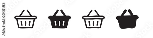 Shopping basket, icons in outline and silhouette