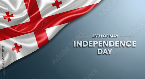 Georgia Independence Day banner design. Georgian flag fabric background composition. National holiday 26 May patriotic concept. Elegant modern vector illustration