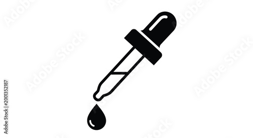 pipette with droplet black vector illustration on white background high quality professional detailed modern elegant stylish clean crisp vibrant colorful