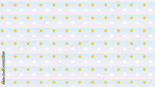 Whimsical sun and cloud pattern on a soft pastel background Vector