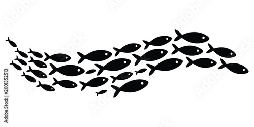 Black fish swimming in a school formation school of fish