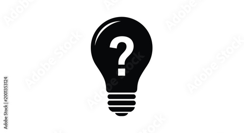 light bulb icon with question mark black and white isolated on white background high quality professional detailed modern elegant stylish