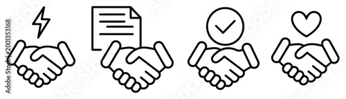 Handshake icon set, business agreement and friendly partnership icons vector illustration