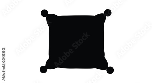 square cushion silhouette with corner tassels on white background high quality professional detailed modern elegant stylish clean crisp vibrant colorful