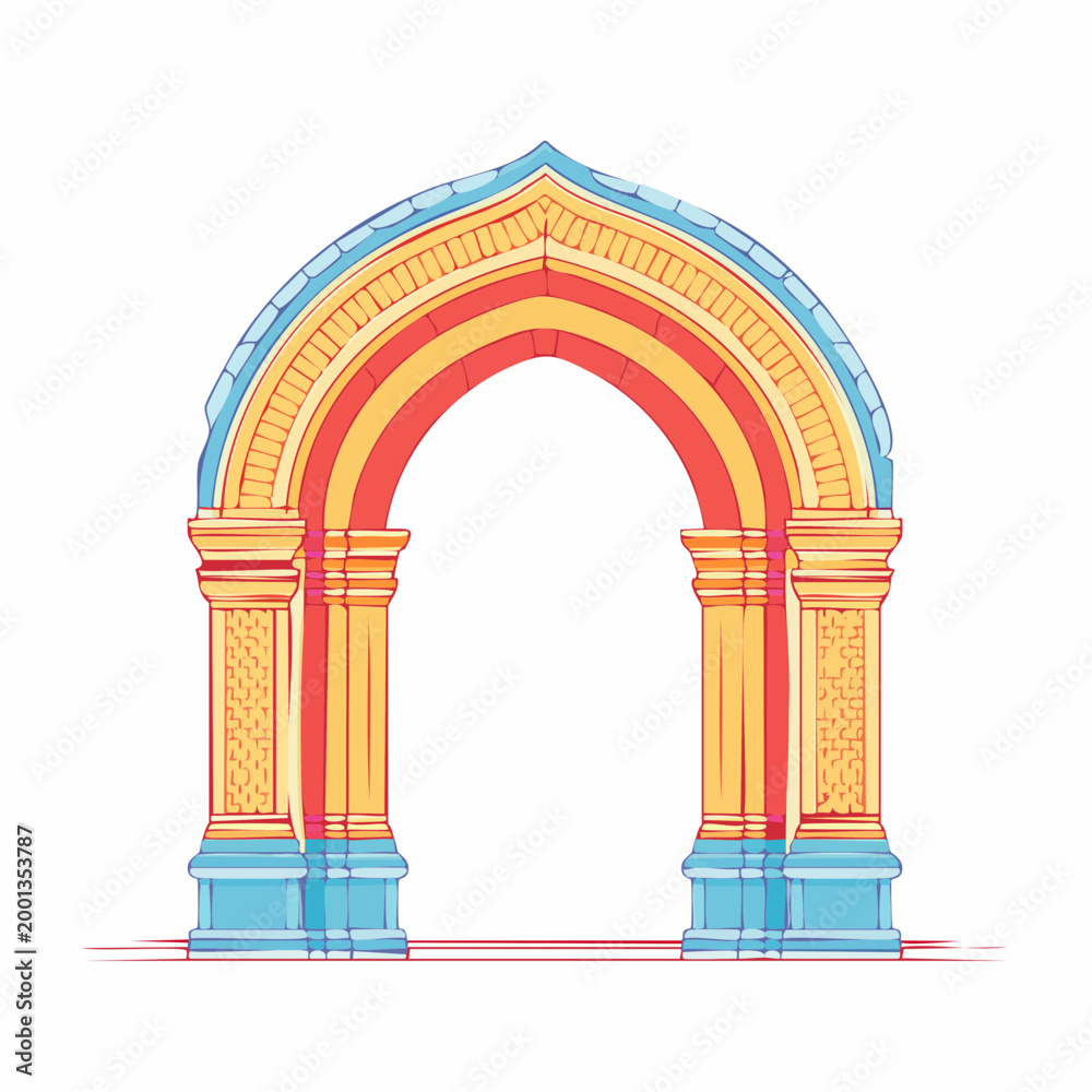Fototapeta premium Colorful Architectural Archway Illustration