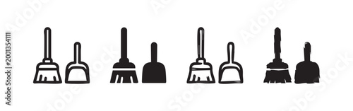Broom and dustpan icons, representing cleaning and tidiness.