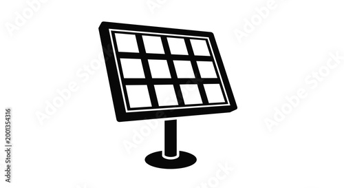 solar panel icon in black and white vector style isolated on white background high quality professional detailed modern elegant stylish