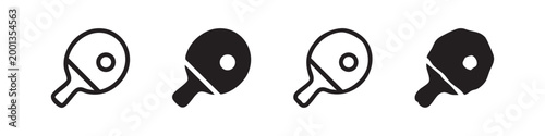 Four Table Tennis Icons: Two Outline, Two Solid Fill
