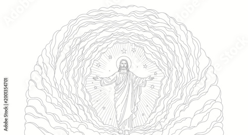 Jesus Christ standing in heavenly light.