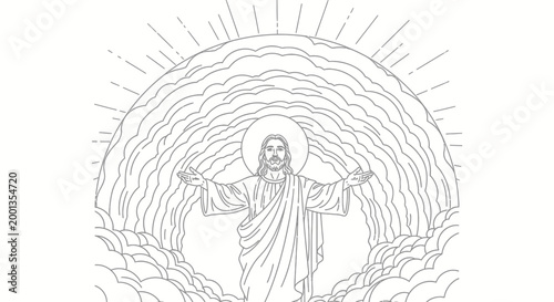 Jesus Christ standing with open arms.