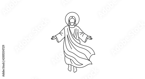 Jesus Christ with open arms outstretched.