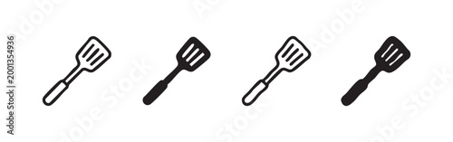 Set of spatula icons in black and white