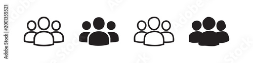 Group of people icon set, team and user avatar symbols for community