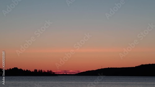 Stockholm, Sweden A sunrise over the Baltic Sea in the Stockholm Archipelago. 