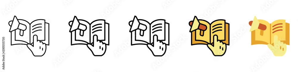 Fototapeta premium Handbook Icon With Differences and Colors Style Illustration