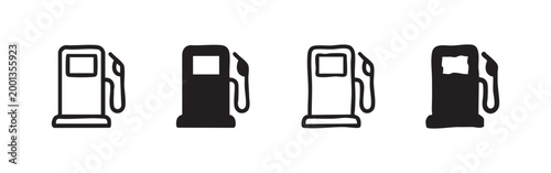 Gas Station Pump Icon Set - Vector Petrol Fuel Station Icons in Various Styles