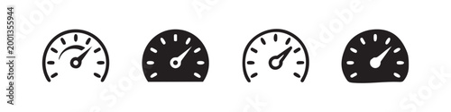 Speedometer Gauge Icon Set - Vector Dashboard Instrument Symbols in Various Styles