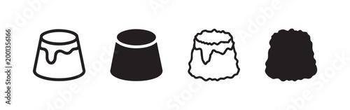 Pudding or Cupcake Icons Set. Sweet Dessert Food and Bakery Symbols.