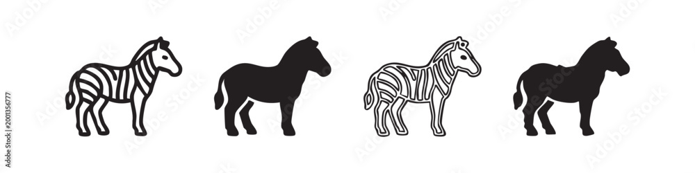 Fototapeta premium Zebra icon: animal, wildlife, stripes, and safari