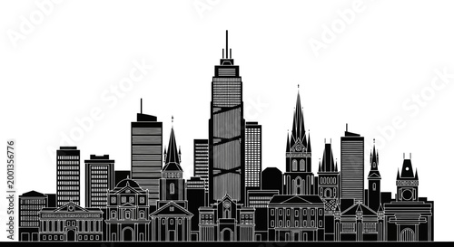 City Skyline Silhouette ? Urban Architectural Landmark Vector Illustration