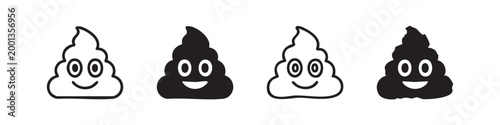 Smiling Poop Emoji Icon Set - Four Styles for Humorous Communication and Social Media