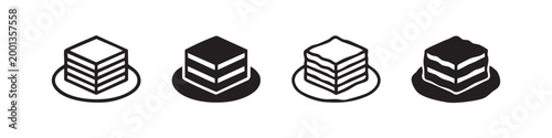 Layered Slice of Cake Icon Set for Bakery and Dessert Dessert