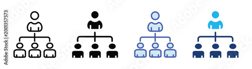Organization structure icon set multiple style collection