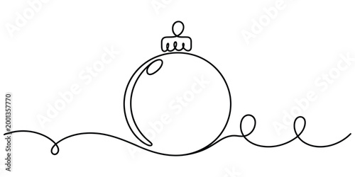 Christmas bauble ornament single line drawing