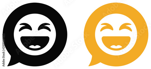 Laughing emoji icon vector illustration, smiling face with tears of joy emotion symbol