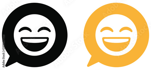 Laughing emoji icon vector illustration, happy laughing face emotion symbol