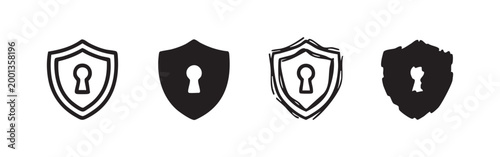 Konstfotografi Shield with keyhole icons in different styles