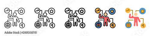 Overcome Icon With Differences and Colors Style Illustration