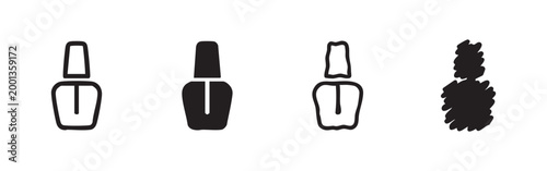Nail Polish Icon Set - Manicure, Pedicure and Beauty Cosmetics Symbols