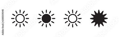 Sun Icon Set - Weather, Solar Energy and Summer Sunshine Symbols